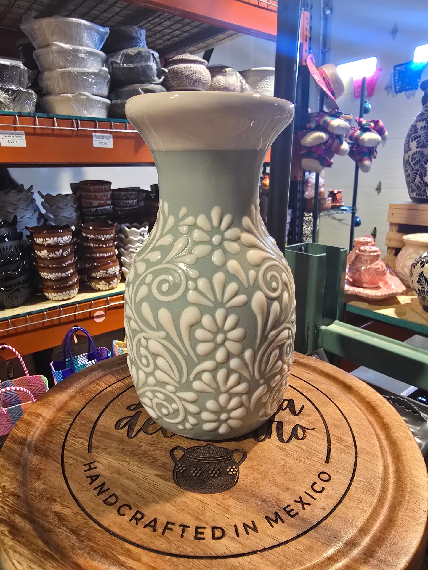 Talavera Baby Blue Cielito Lindo Vase