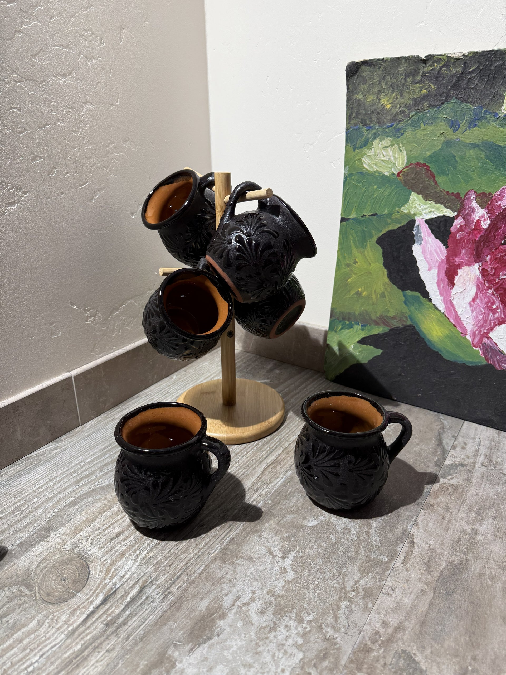 Black Mugs Set of 6