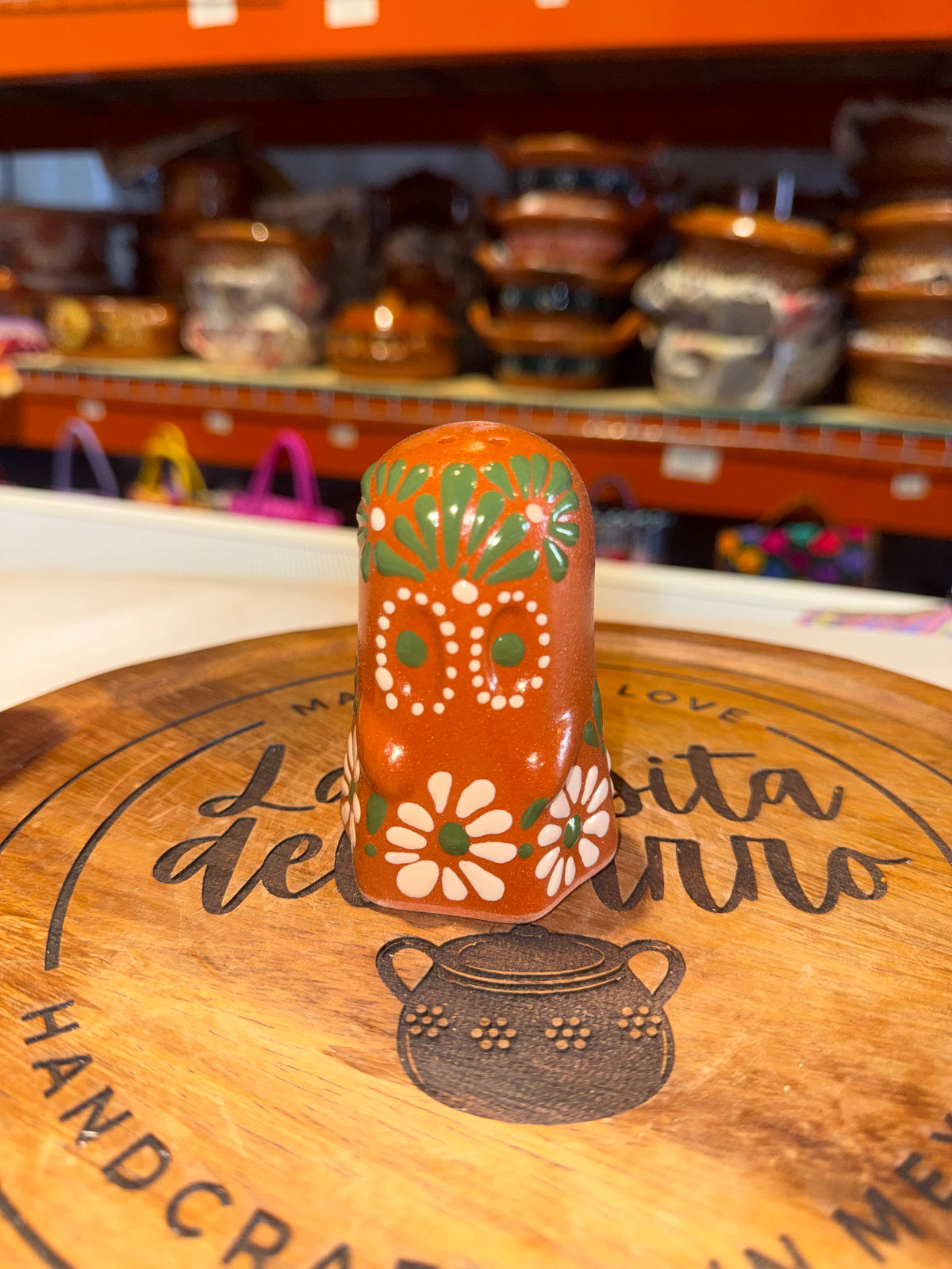 Brown and Green Ghost Halloween salt shaker