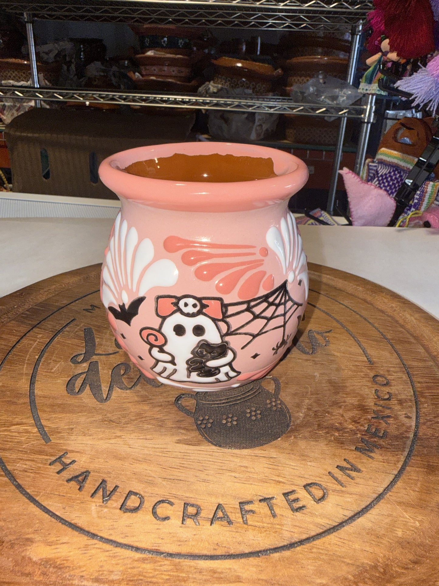 Pink Ghost halloween mug