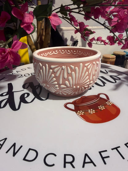 White on Pink talavera Bowl