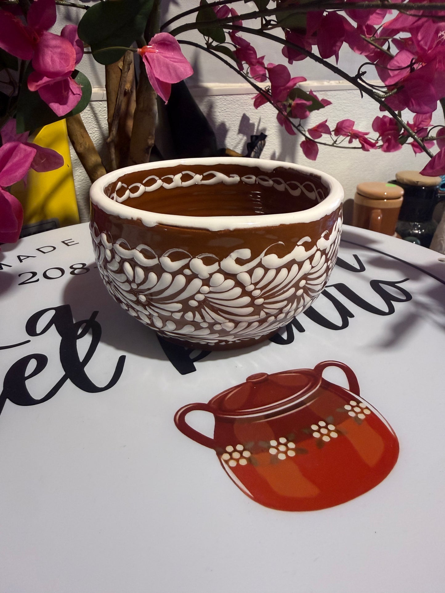 White on Brown Talavera bowl