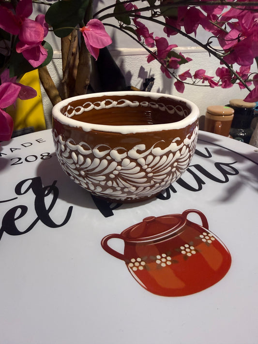 White on Brown Talavera bowl