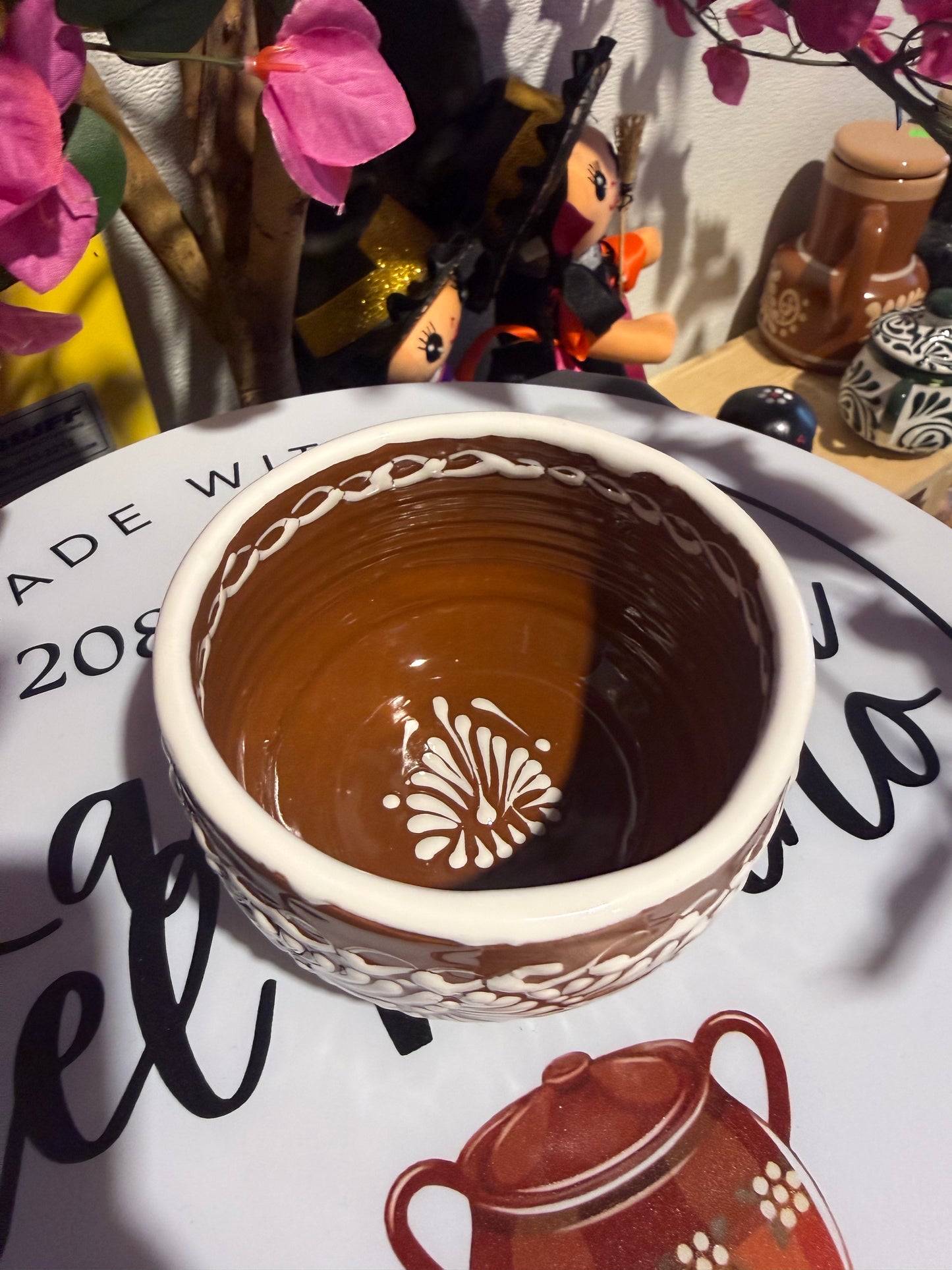 White on Brown Talavera bowl