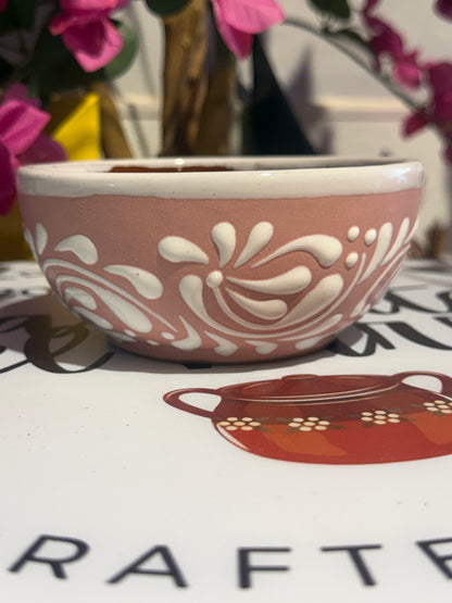 White on pink bowl