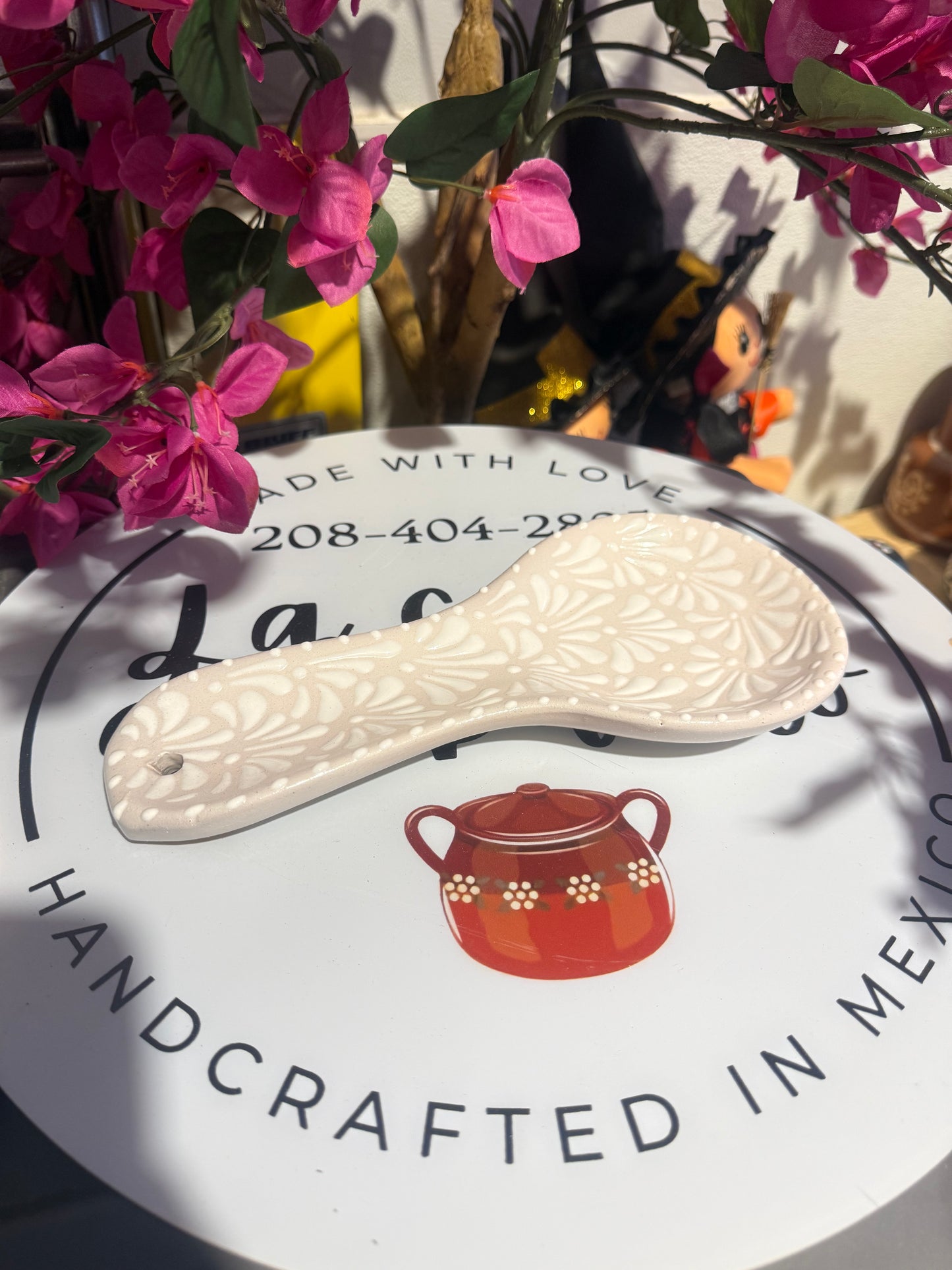 White on white spoon holder