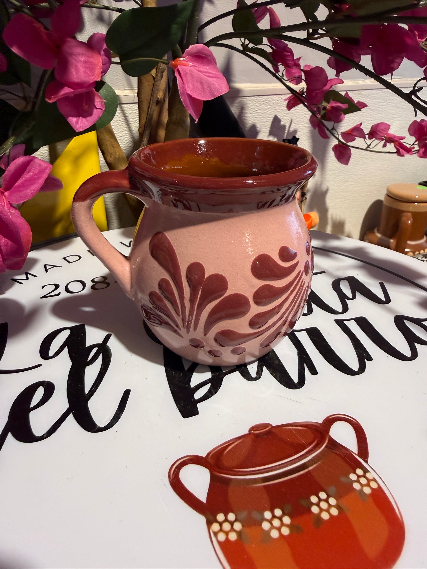 Burgundy on Pink Mug