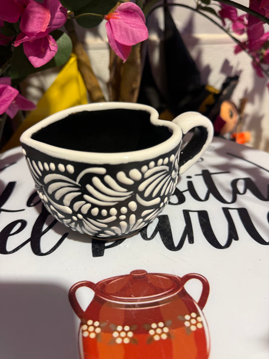 Black and white talavera heart mug