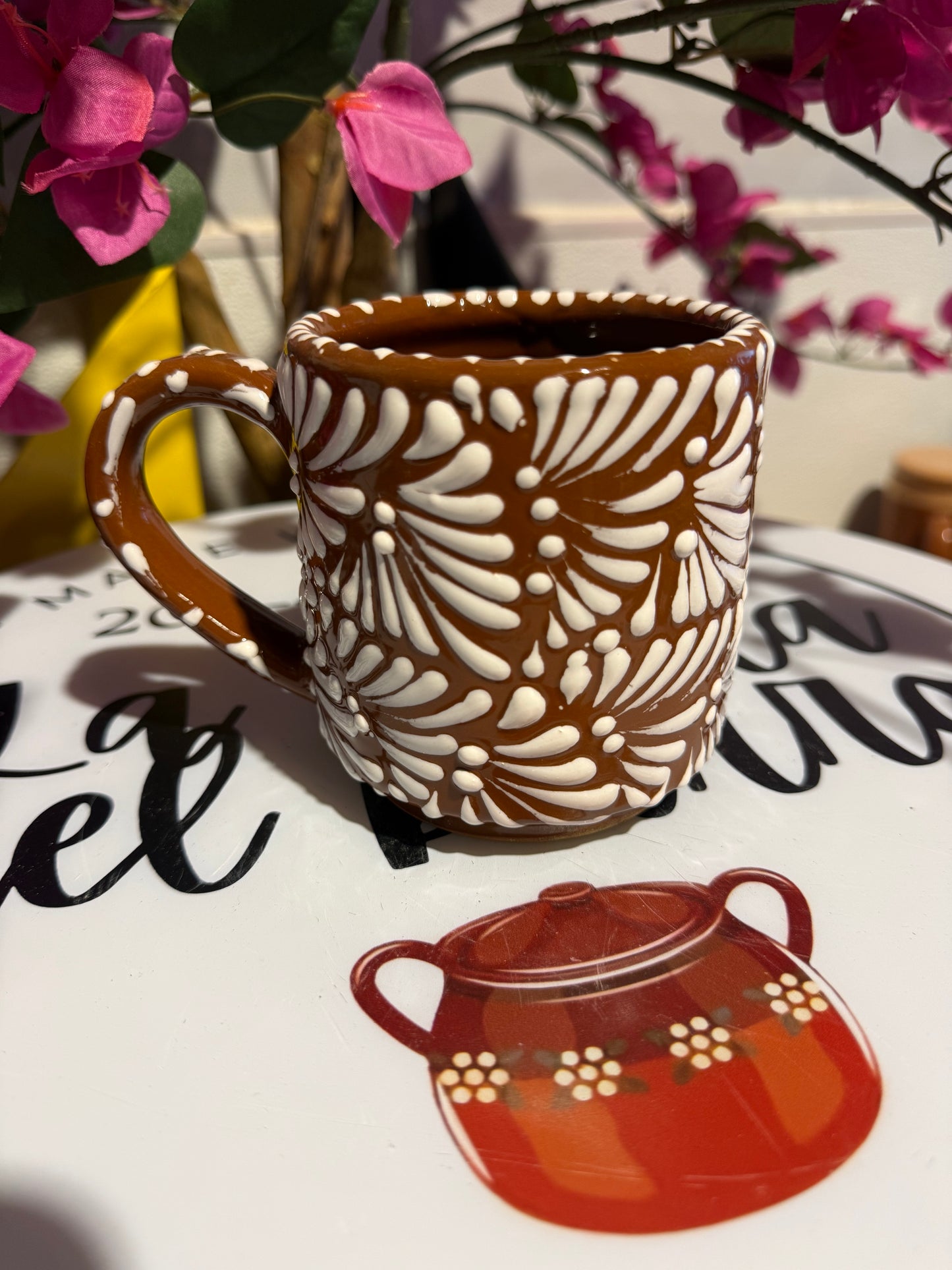 Brown and white Talavera Mug