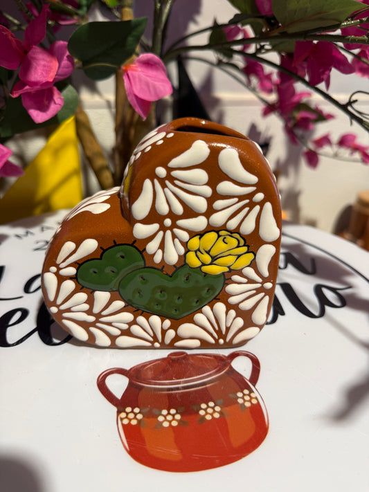 Brown and white heart Vase