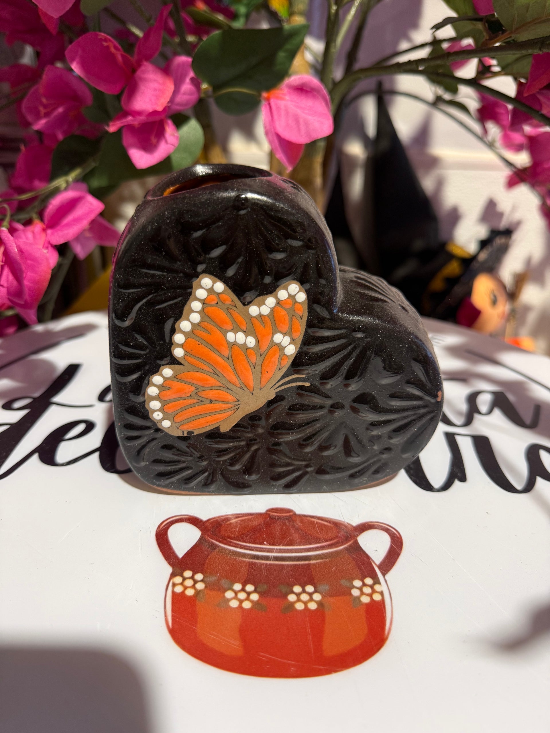 Butterfly heart vase