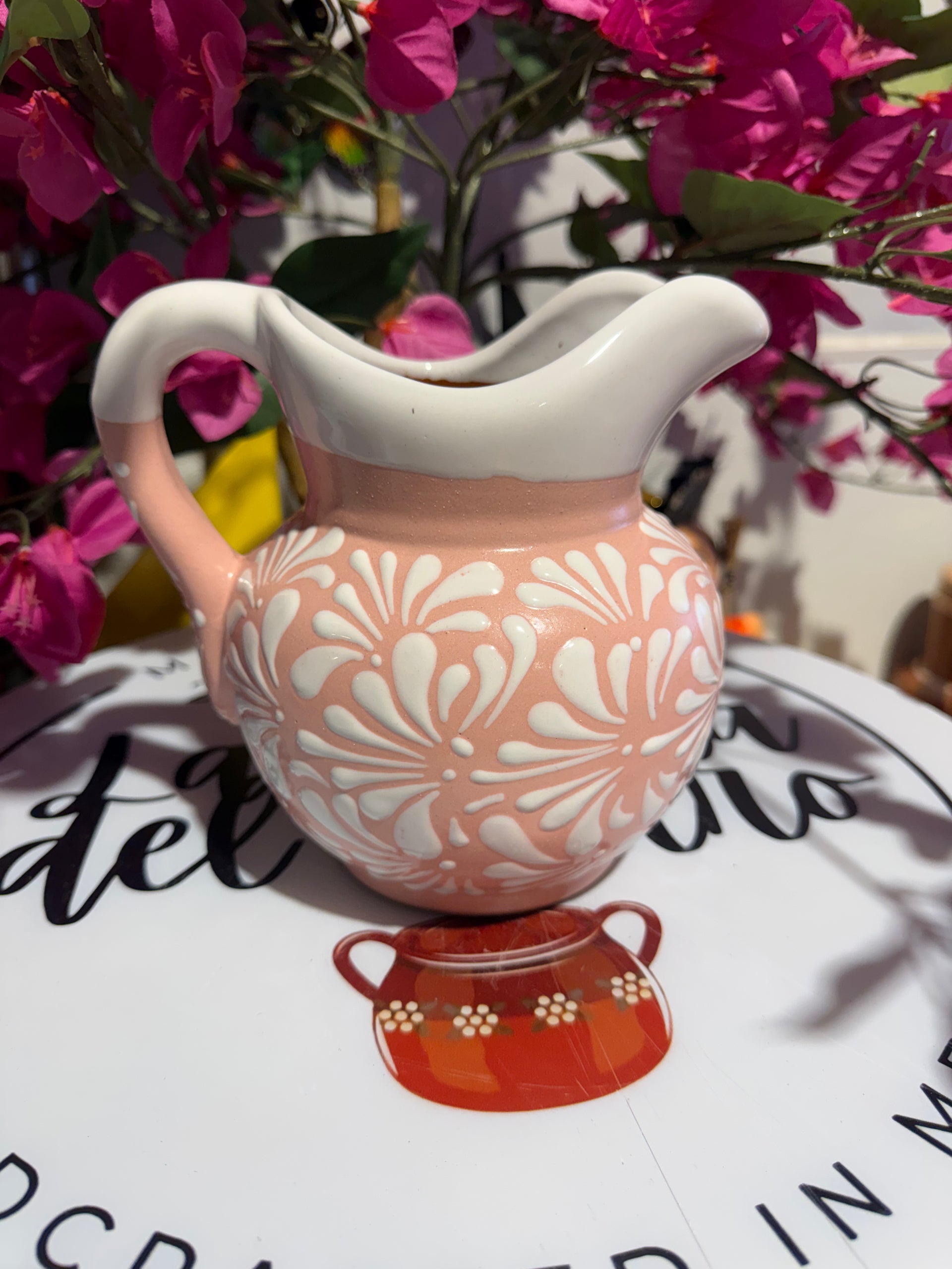 Pink and white jarrita 1 liter