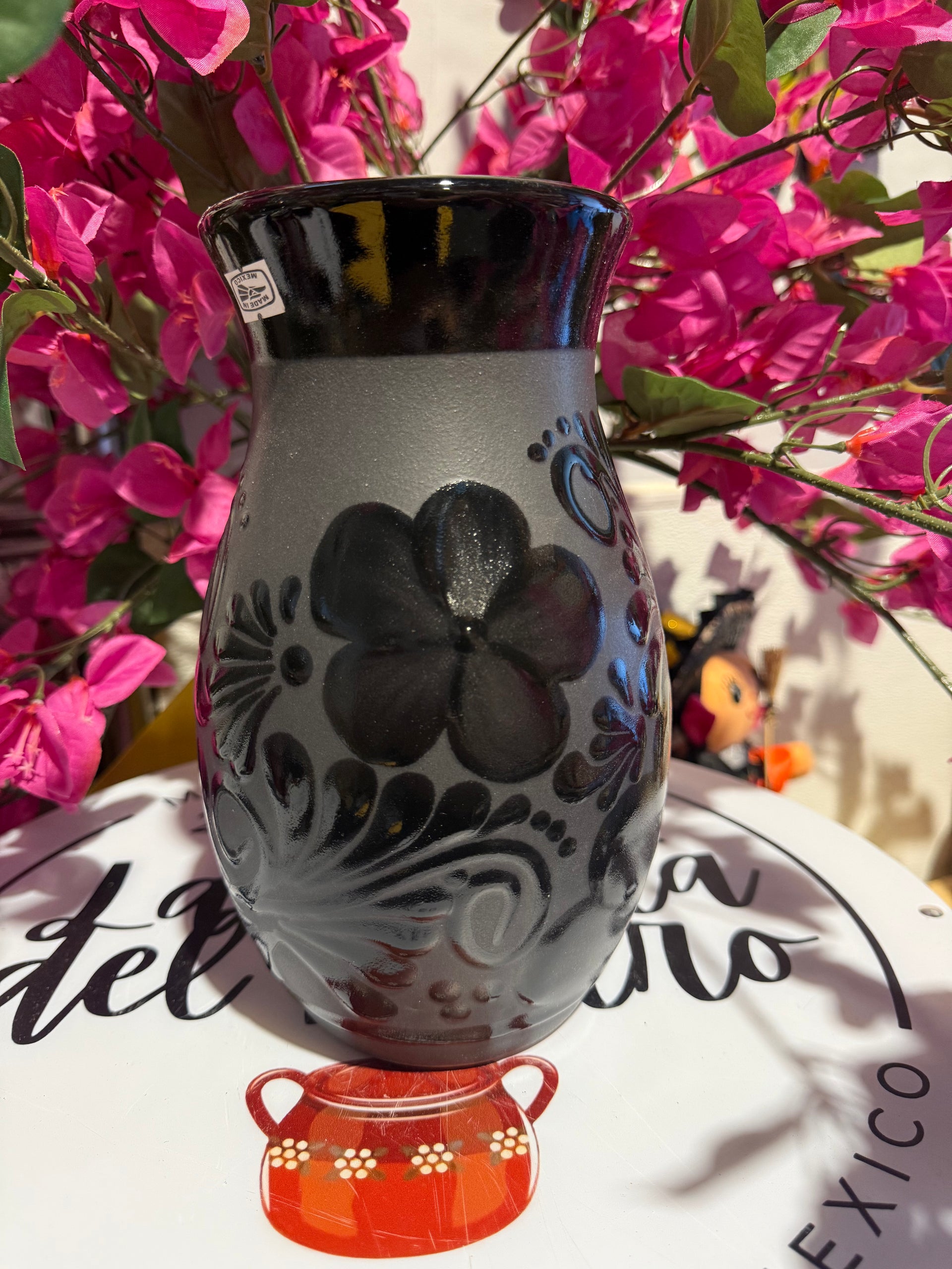 Black floral Vase