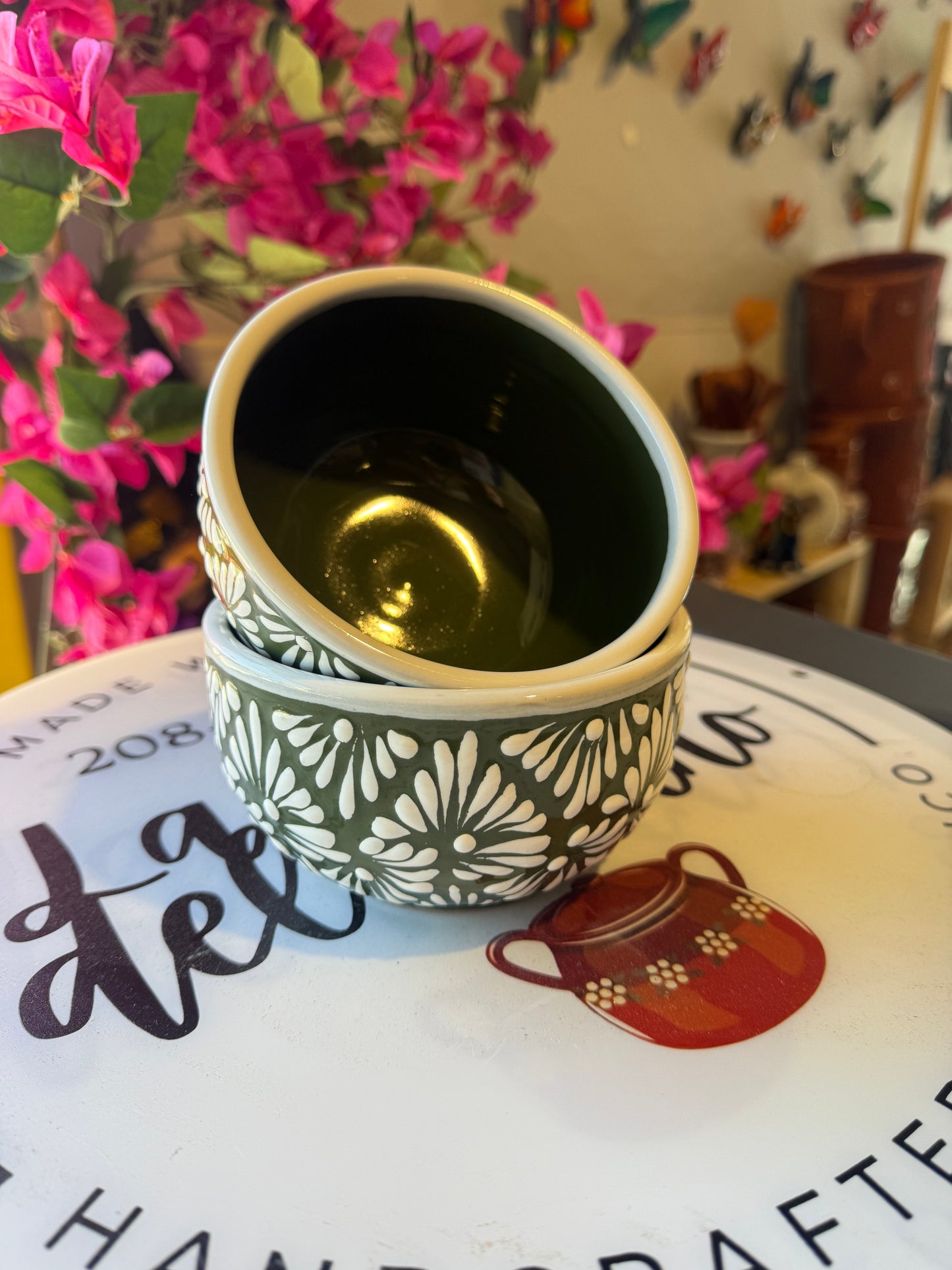 Green and white Talavera Bowl