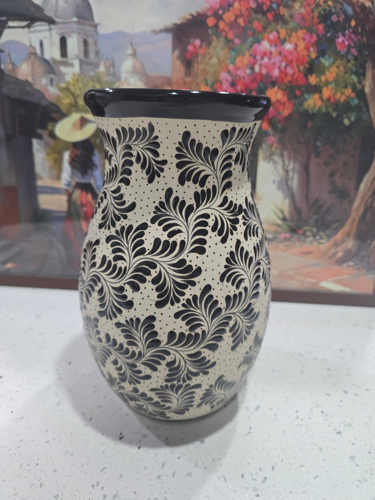 Black Talavera Vase